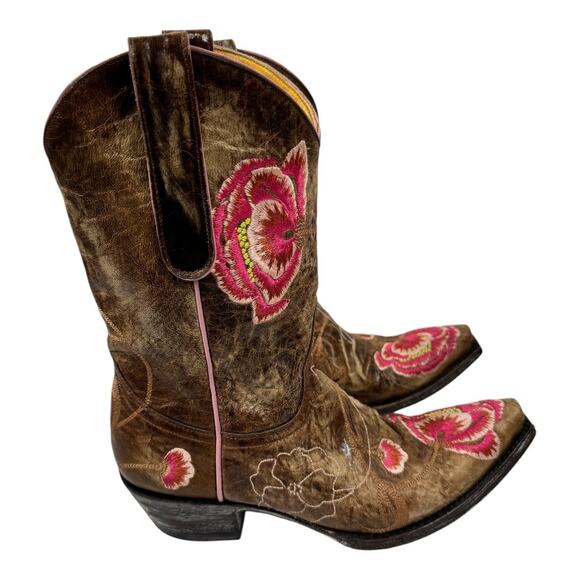 Old Gringo Marsha Western Cowboy Boots 6 Pink Brown Leather Embroidered Boho - Picture 3 of 8